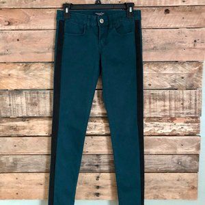 American Eagle Teal Jeggings With Tuxedo Stripe